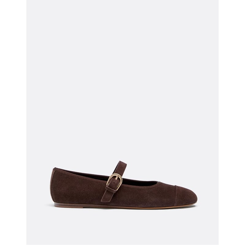 Stradivarius Leather toecap ballerina flats in brown