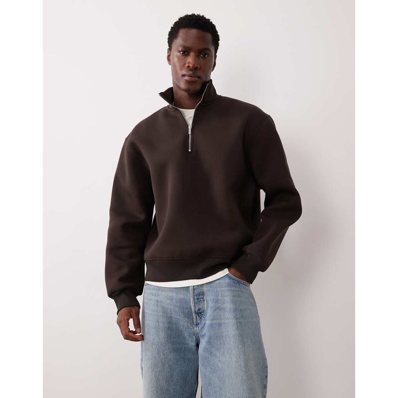 ASOS DESIGN heavyweight scuba-style fabric boxy quarter zip