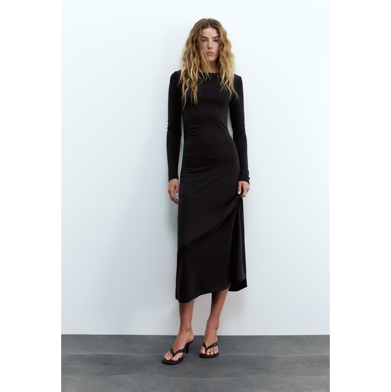Pull&Bear Draped midi dress in grey