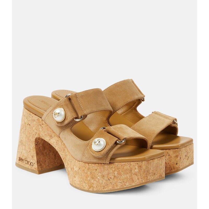 Jimmy Choo Fayence 95 suede platform mules