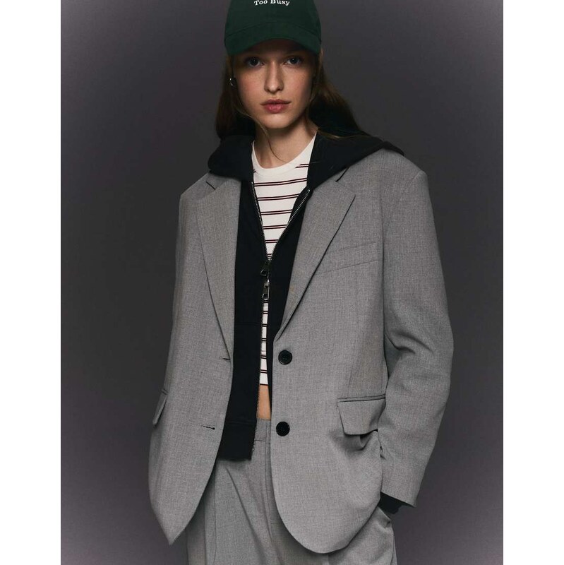 Bershka Oversize blazer in light grey 113271950