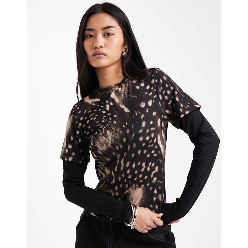 ASOS DESIGN double layer long sleeve top-Multi