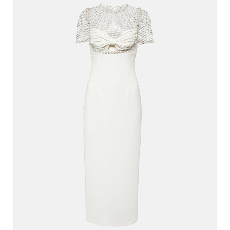Self-Portrait Bridal embellished crÃªpe midi dress