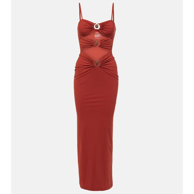 Christopher Esber Crystal Orbit gathered cutout maxi dress