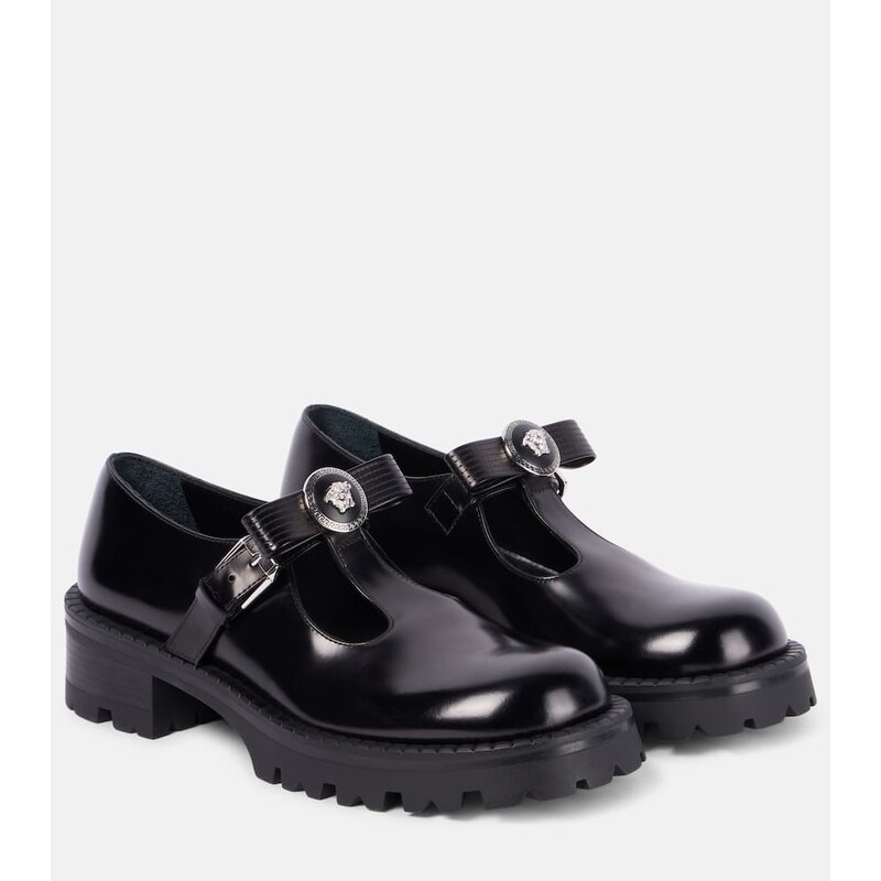 Versace Gianni Ribbon leather flats