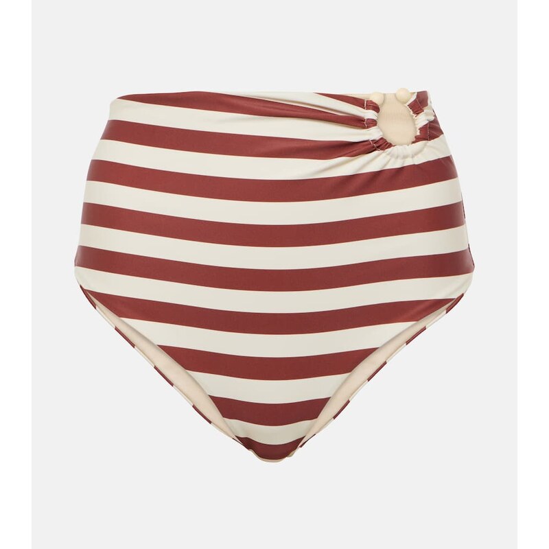 Johanna Ortiz Striped high-rise bikini bottoms
