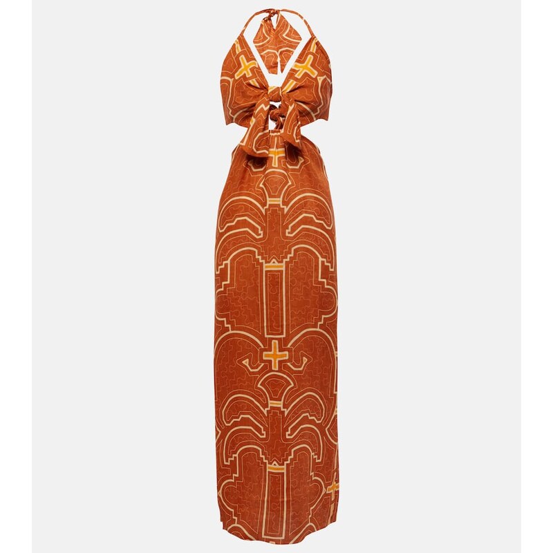 Johanna Ortiz Printed cutout linen maxi dress