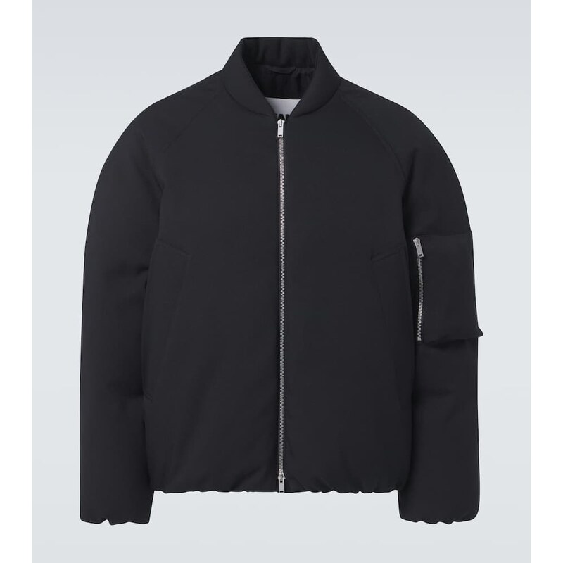 Jil Sander Oversized gabardine bunda v barvě černá/Grizzly