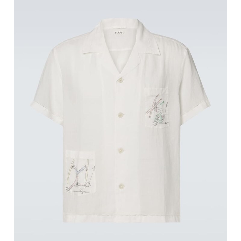 Bode Skiers linen bowling shirt