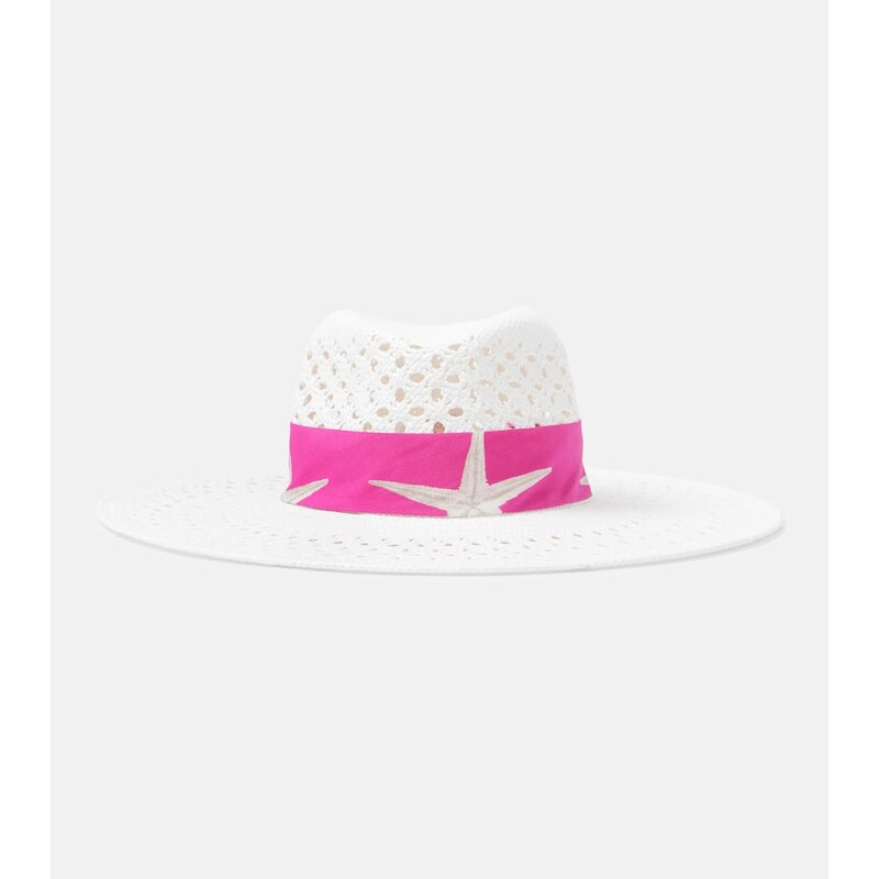 Valentino raffia slunce klobouk v barvě Pink PP-Avorio/Ivory