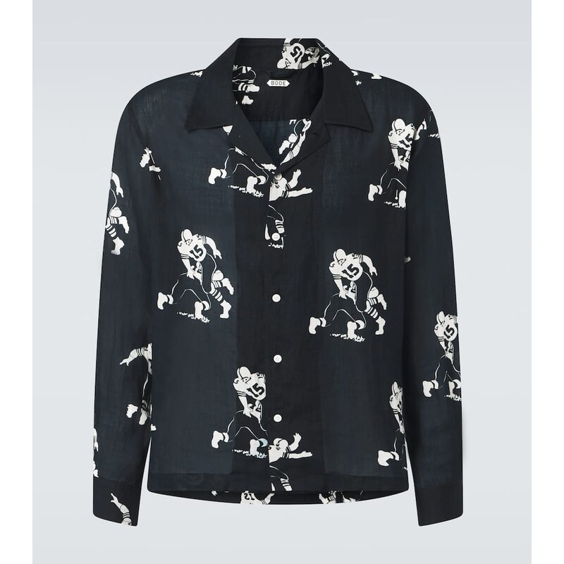 Bode Football Silhouette printed linen shirt