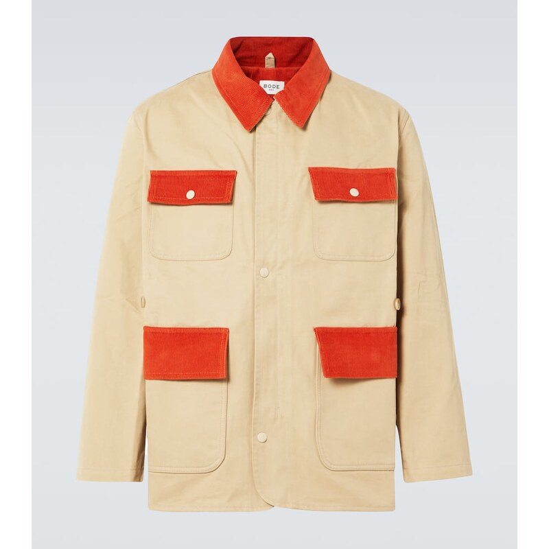 Bode Corduroy-trimmed cotton twill field jacket