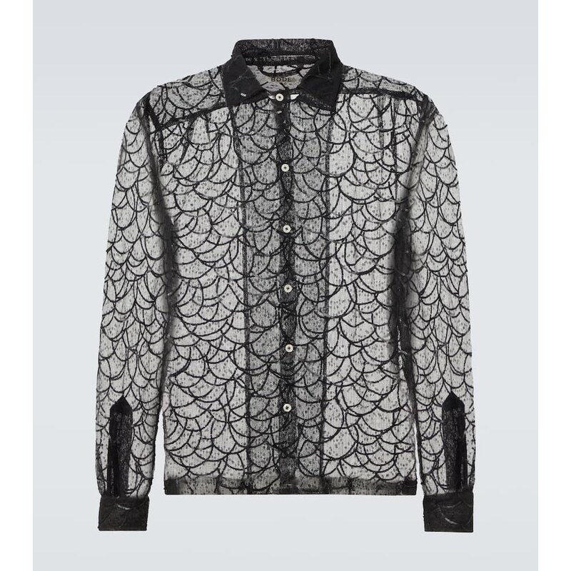 Bode Pewter Shoal sequined mesh shirt