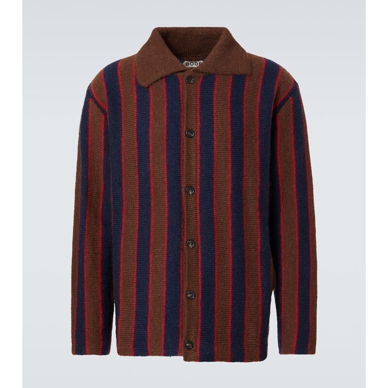 Pánský kardigan z mohairu v barvě navy brown