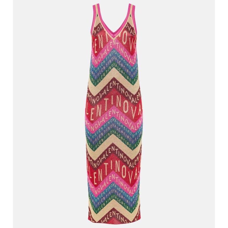 Valentino Valentino Chevron lamÃ midi dress