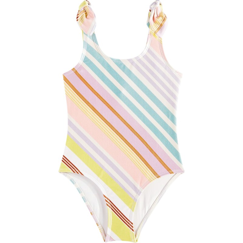 Zimmermann Kids Halliday striped bow-detail swimsuit