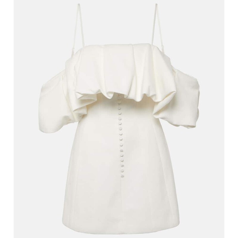 Simkhai Puff off-shoulder cotton and linen minidress