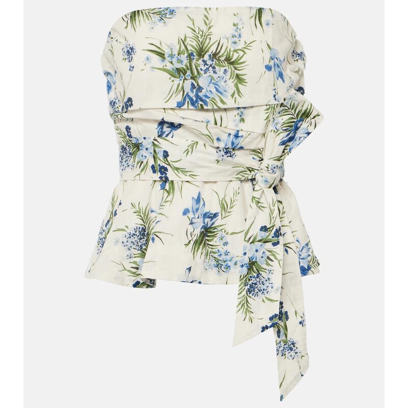 Veronica Beard Strapless belted cotton top
