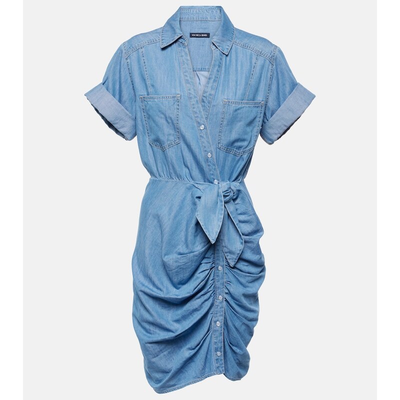 Veronica Beard Hensley gathered denim shirt dress