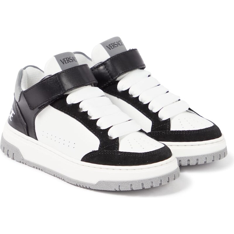 Versace Kids Logo leather sneakers