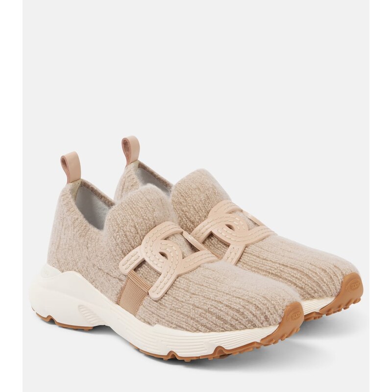 Tods Leather-trimmed knit sneakers