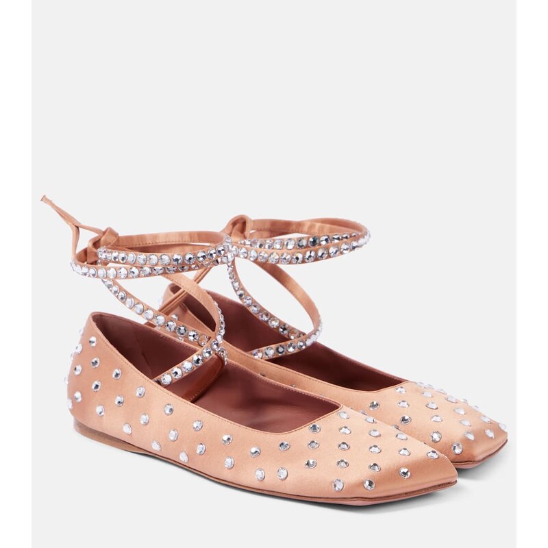Amina Muaddi Ane crystal-embellished satin ballet flats