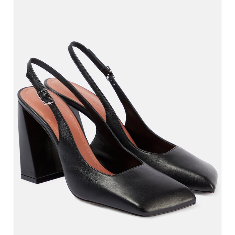 Amina Muaddi Charlotte 95 leather slingback pumps