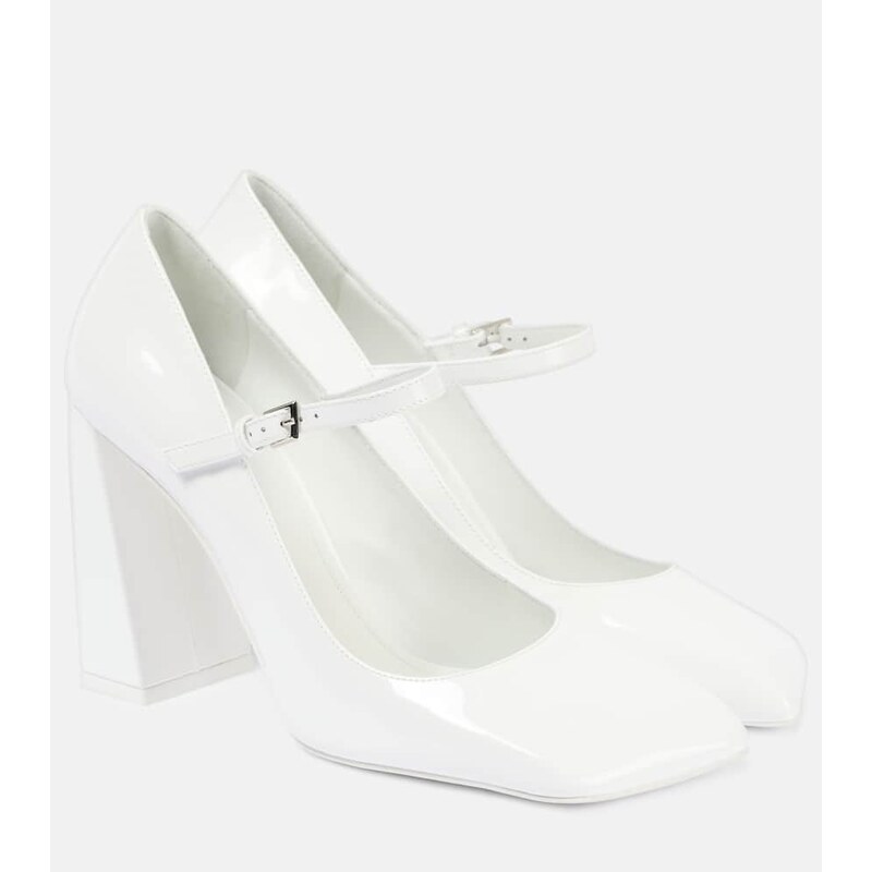 Amina Muaddi Charlotte 95 patent leather Mary Jane pumps