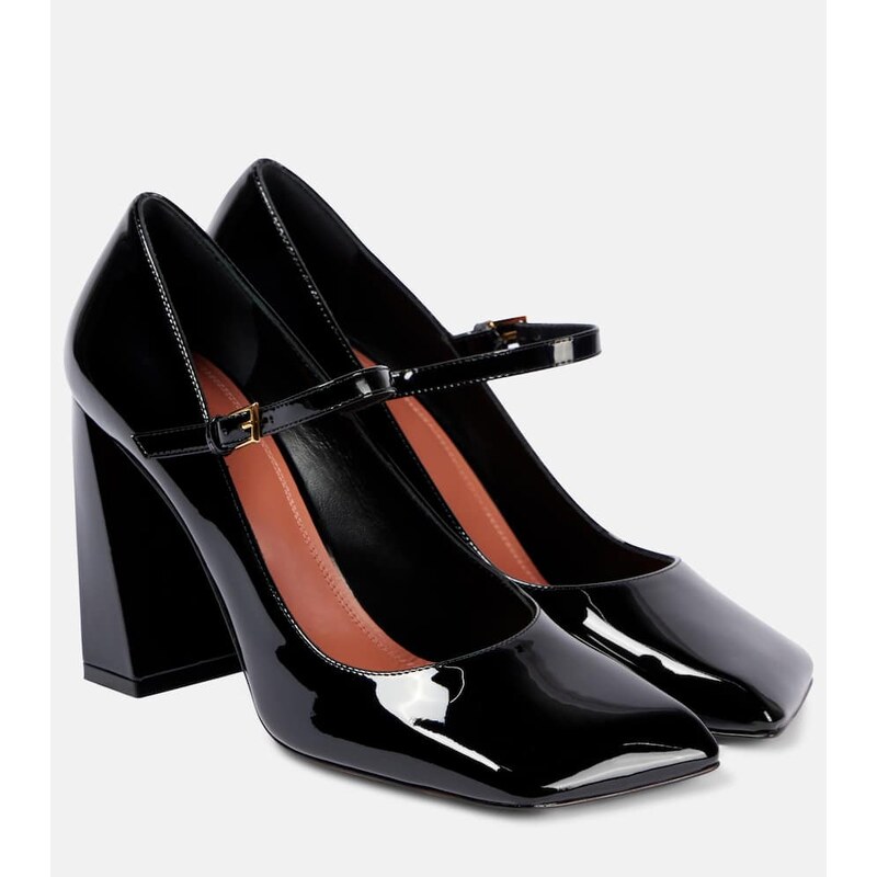 Amina Muaddi Charlotte 95 patent leather Mary Jane pumps