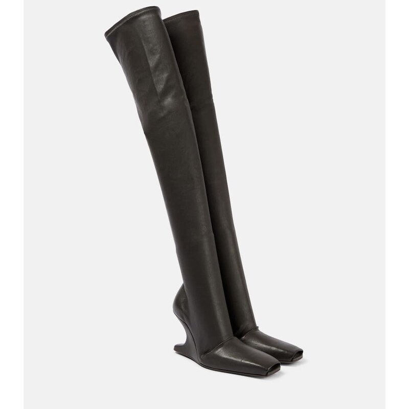 Rick Owens Cantilever leather over-the-knee boots