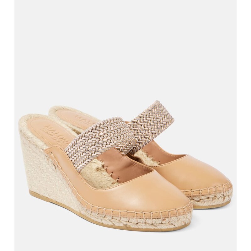 Malone Souliers Siena 70 leather espadrille wedges