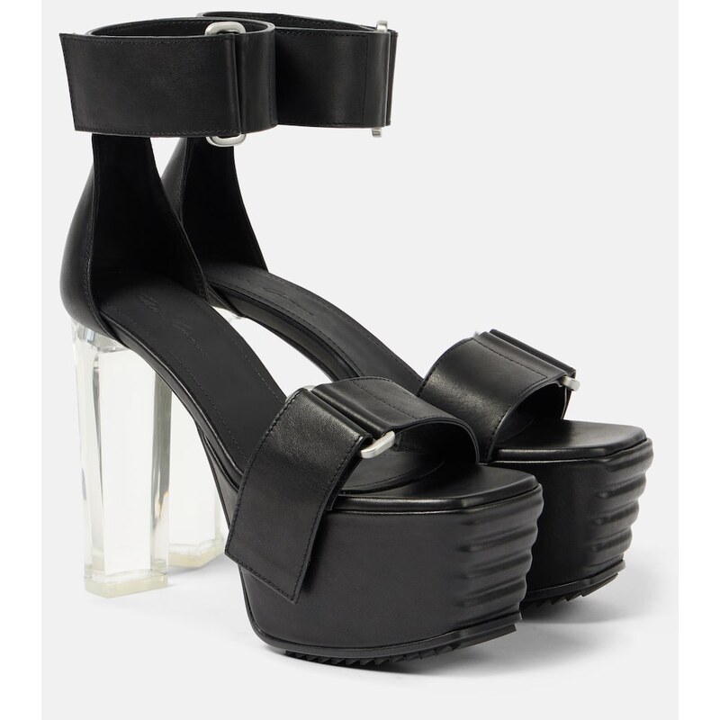 Dámské kůžové platformové sandály Rick Owens v černé barvě