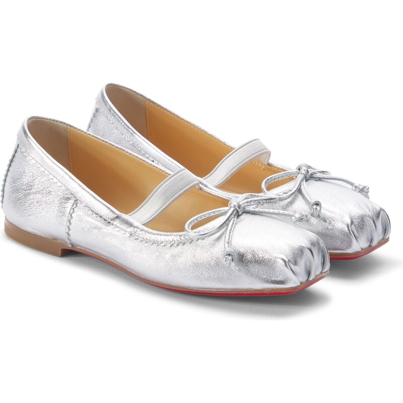 Christian Louboutin Kids Baballet metallic leather ballet flats