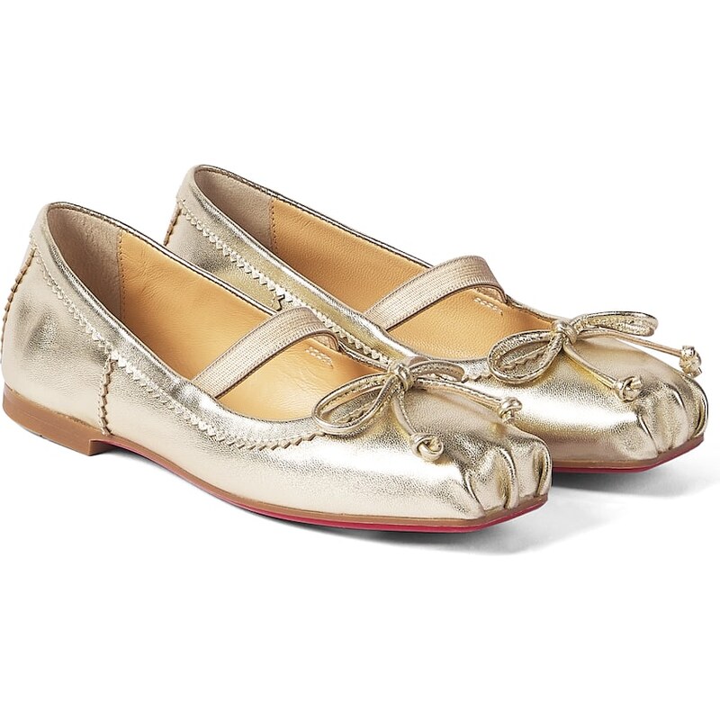Christian Louboutin Kids Baballet metallic leather ballet flats