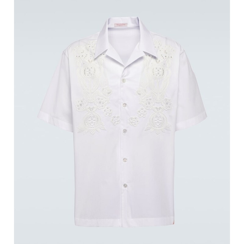 Valentino Embroidered cotton poplin bowling shirt