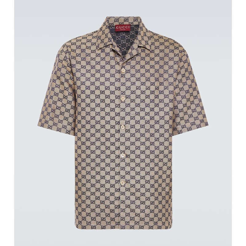 Gucci GG Canvas linen-blend bowling shirt