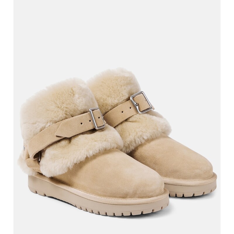 Burberry Shearling-trimmed suede ankle boots