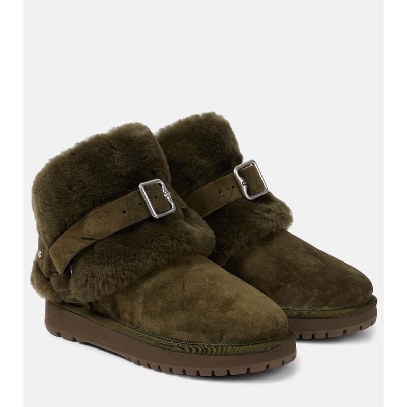 Burberry Shearling-trimmed suede ankle boots