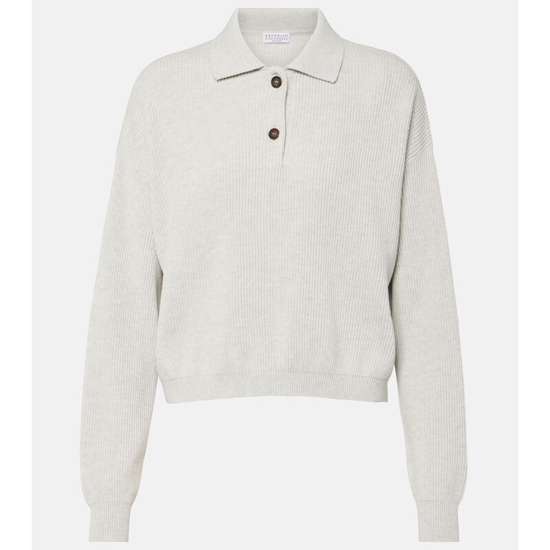 Brunello Cucinelli Ribbed-knit cotton polo sweater