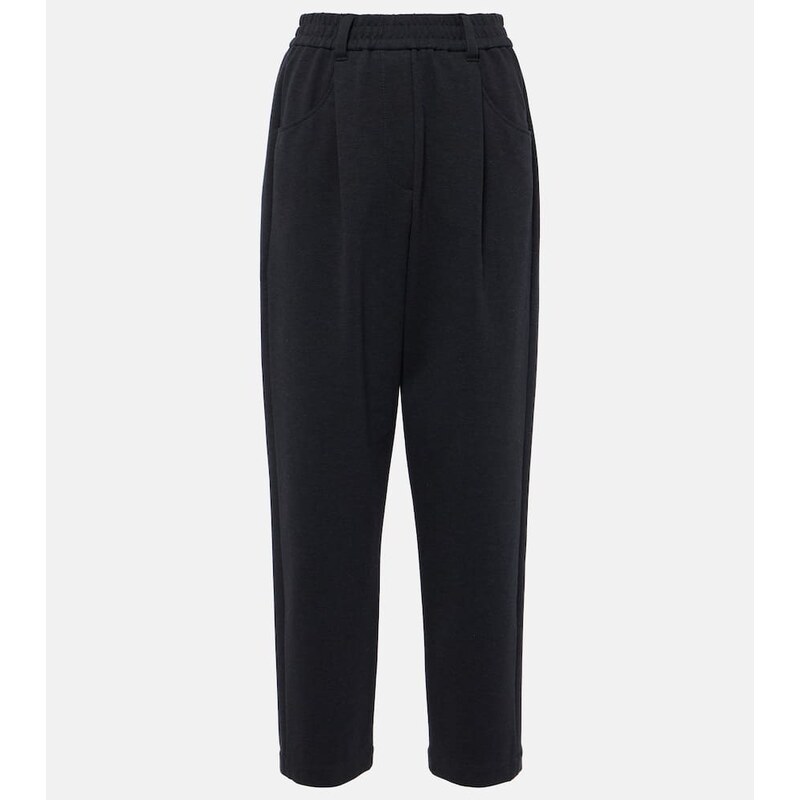 Brunello Cucinelli Pleated cotton-blend jersey sweatpants
