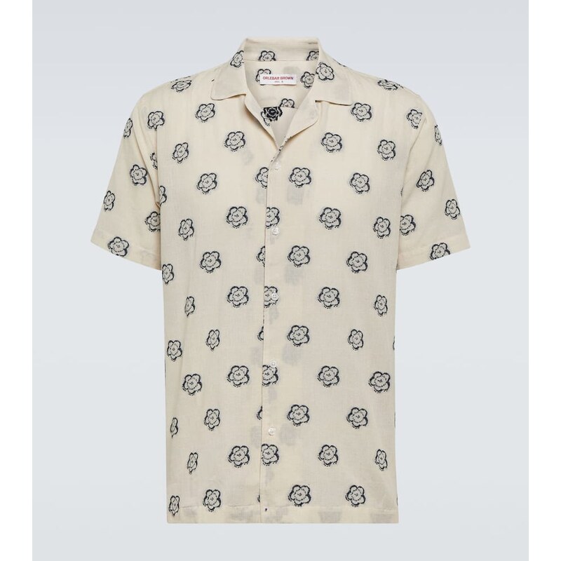 Orlebar Brown Marne cotton-blend jacquard bowling shirt