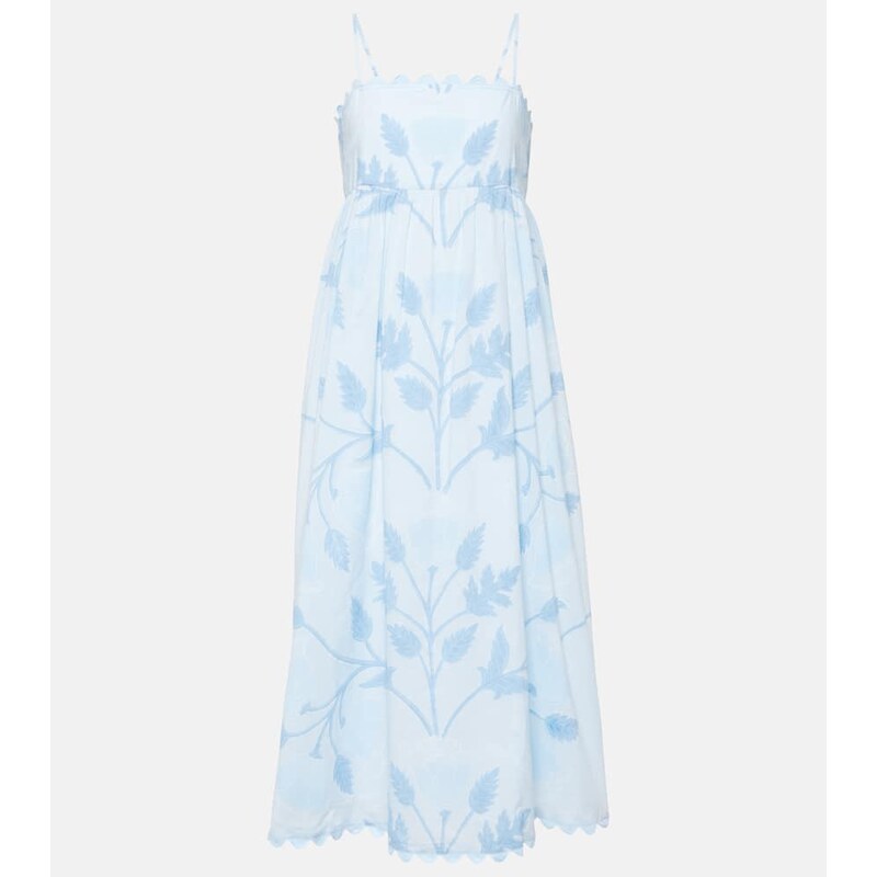 Juliet Dunn Scalloped floral cotton midi dress