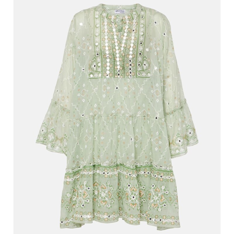 Juliet Dunn Embroidered cotton minidress