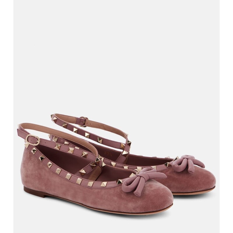 Valentino Garavani Rockstud velvet ballet flats