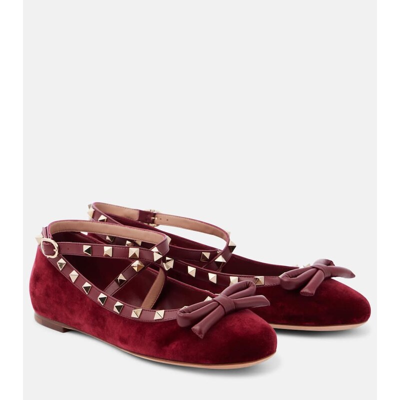 Valentino Garavani Rockstud velvet ballet flats