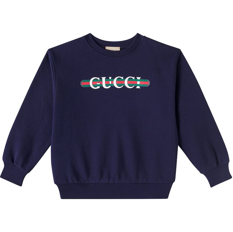Gucci Kids Web Stripe logo cotton jersey sweatshirt