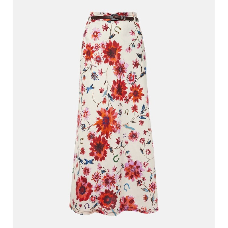 Dorothee Schumacher Floral Ease linen midi skirt