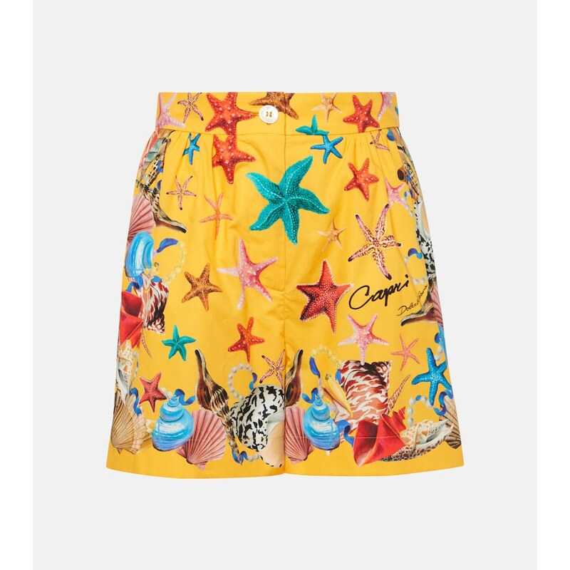 Dolce&Gabbana Capri printed high-rise cotton shorts