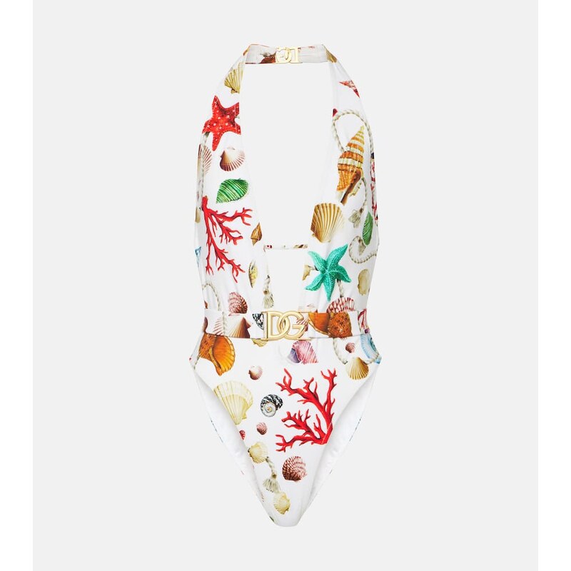 Dolce&Gabbana Capri printed halterneck swimsuit