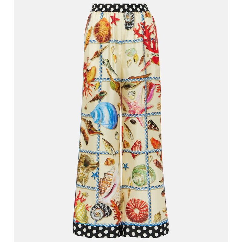 Dolce&Gabbana Capri printed silk satin palazzo pants